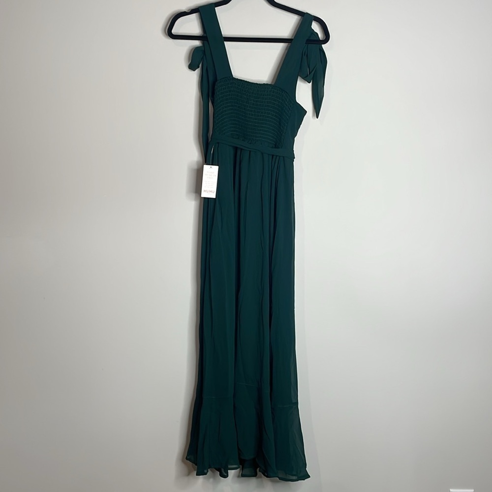 Show Me Your Mumu | Claire Midi Dress in Emerald Chiffon Size Medium NWT - Picture 10 of 10